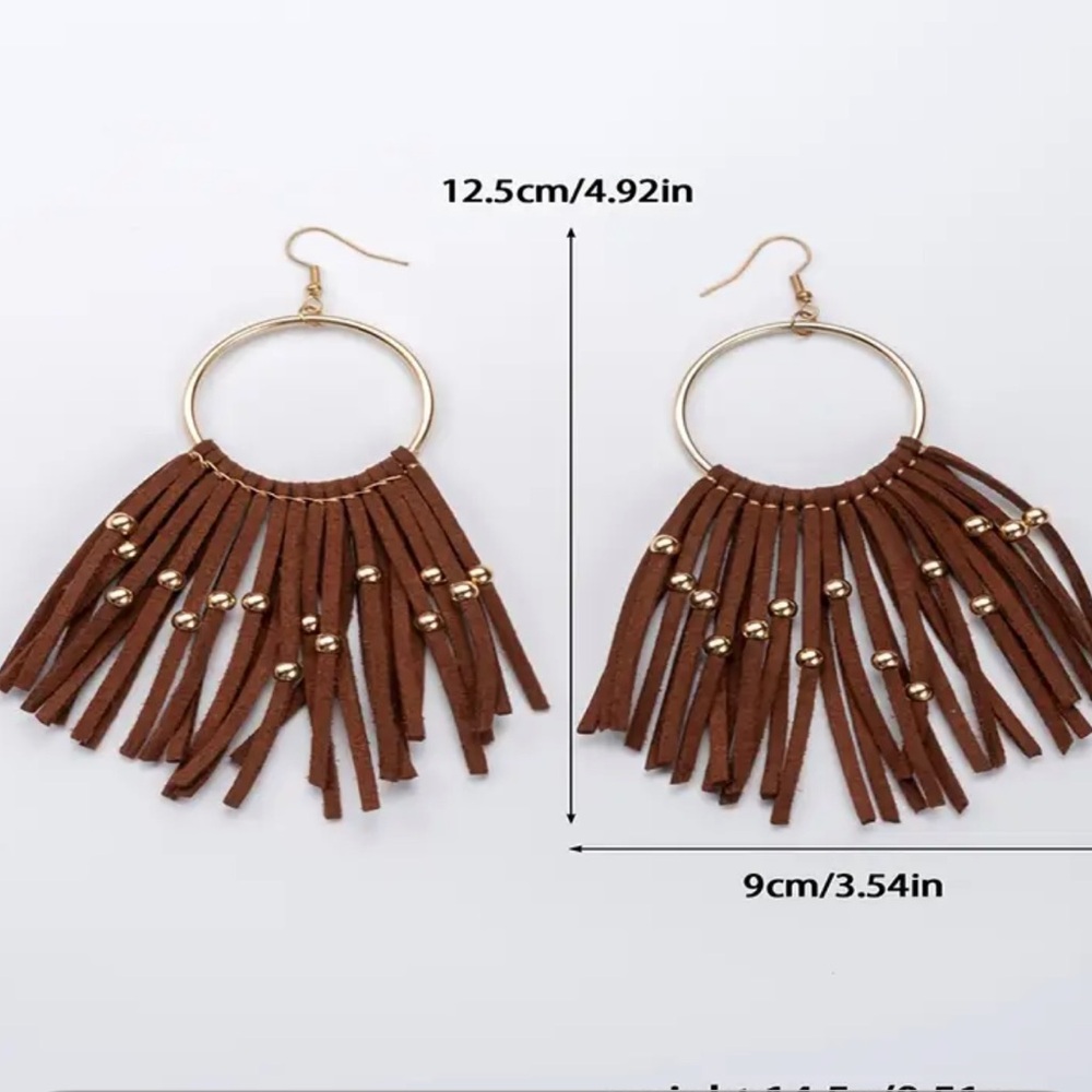 🔥🔥🆕Vintage Bohemian Brown Tassel Earrings - Picture 4 of 8